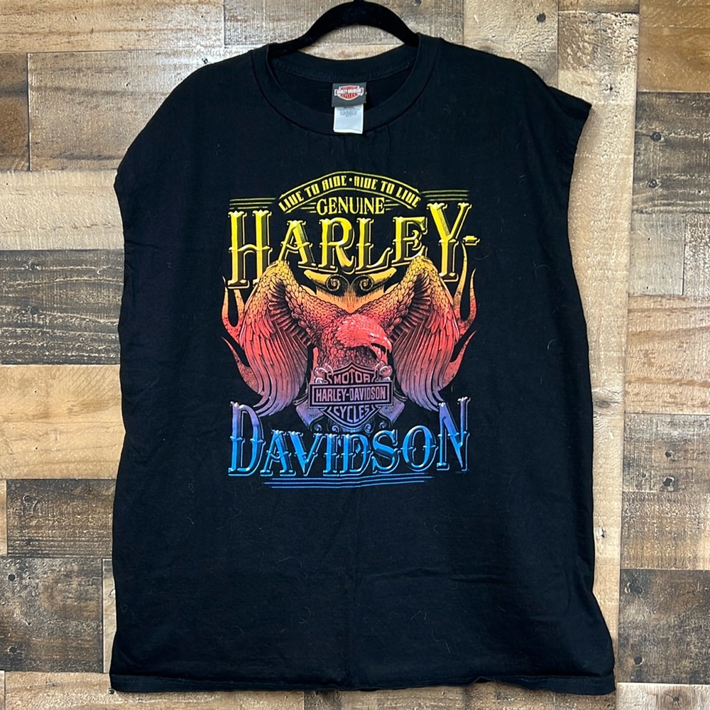 Harley Davidson Eagle Southern Thunder Mississippi Sleeveless T-Shirt Men's XL‎